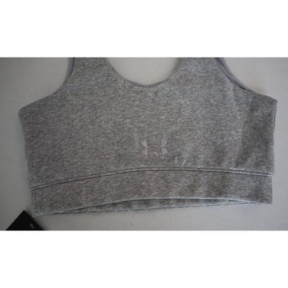 Under Armour 1377523 011 Women's Sz M Grey Essential Fleece Playback Crop Tank - Picture 3 of 6